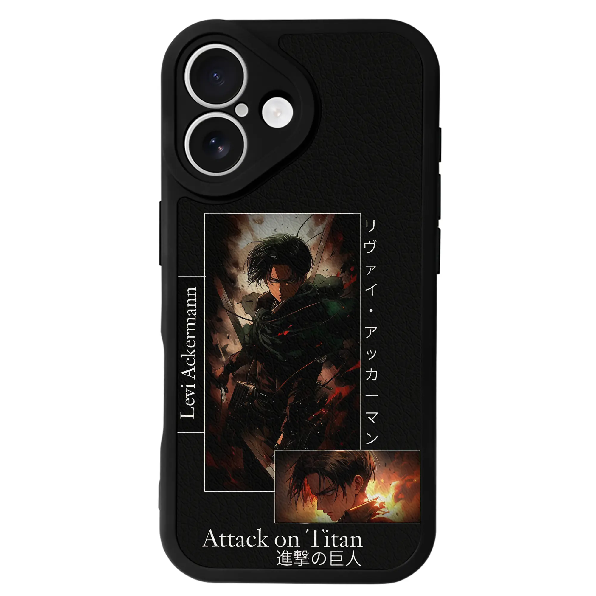 進撃の巨人 グッズ リヴァイ・アッカーマン - IPhone 16シリーズ対応 ・ シリコンスマホケース ・ レザー調 ・ 高精度フィット ・ 耐衝撃 ・ ワイヤレス充電対応 ・ 精密カット